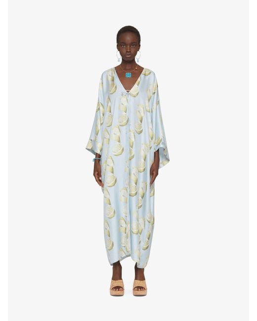 Givenchy Blue Lemon-Print V-Neck Dress
