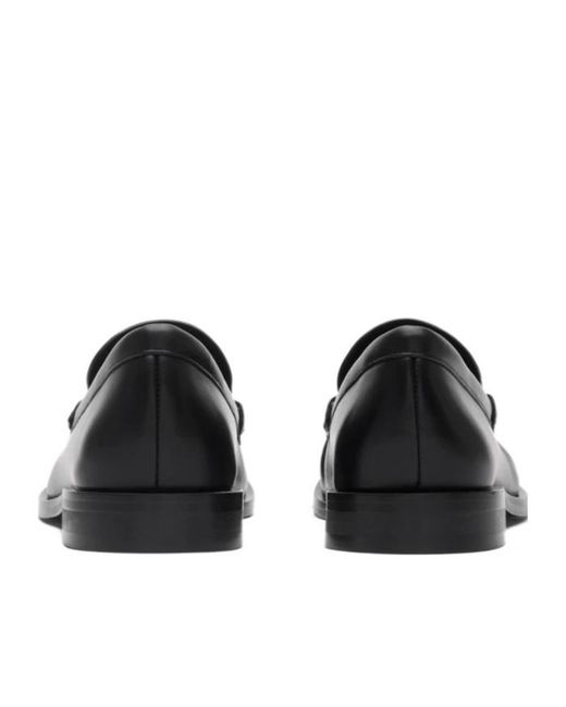 Burberry Black Logo Plaque Slip-On Loafers