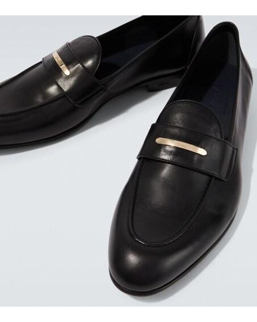 Brioni Black Appia Leather Penny Loafers for men