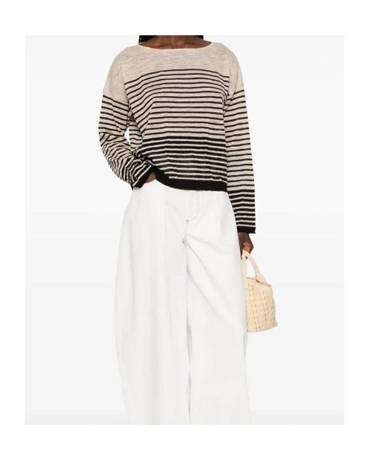 Roberto Collina Black Striped Fine-Knit Sweater