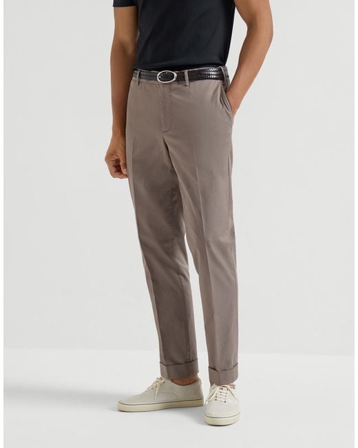 Brunello Cucinelli Gray Tailored Tapered-Leg Trousers for men