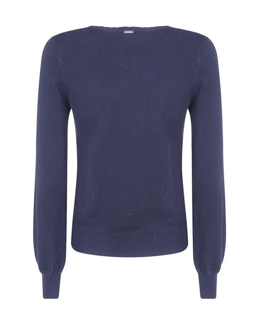 Twinset Blue Scalloped-Edge Knit Top