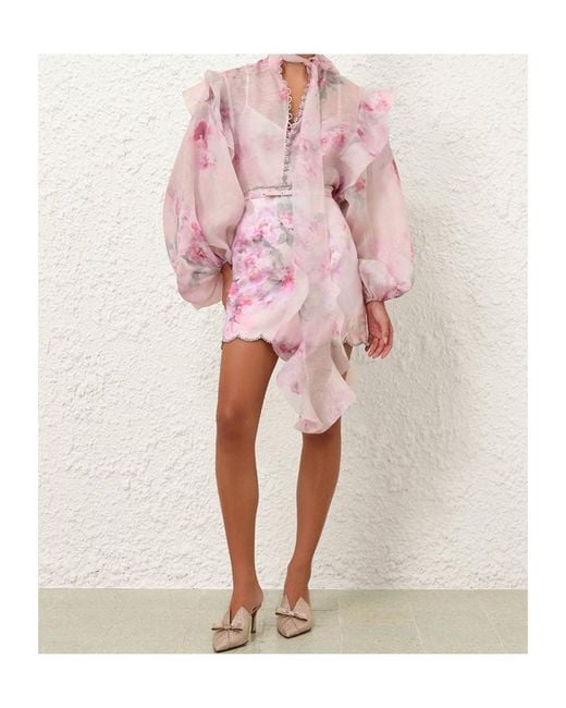 Zimmermann Pink Crush Scalloped Mini Skirt