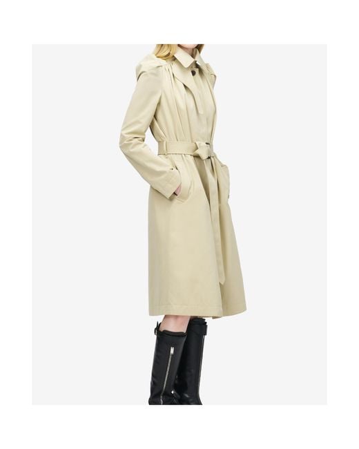McQueen Natural Pleated Belted Trench Coat