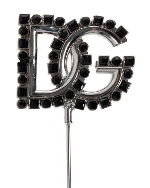Dolce & Gabbana White Dg Logo Brooch for men