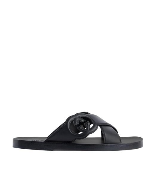 Gucci Multicolor Cut-Out Logo Crossover Strapped Sandals for men