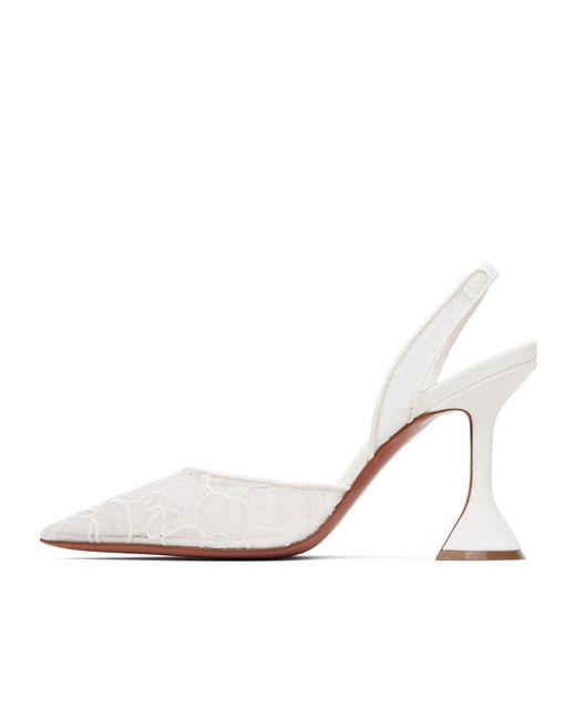 AMINA MUADDI White Holli Lace Sling 95 Pointed-Toe High-Heeled Sandals