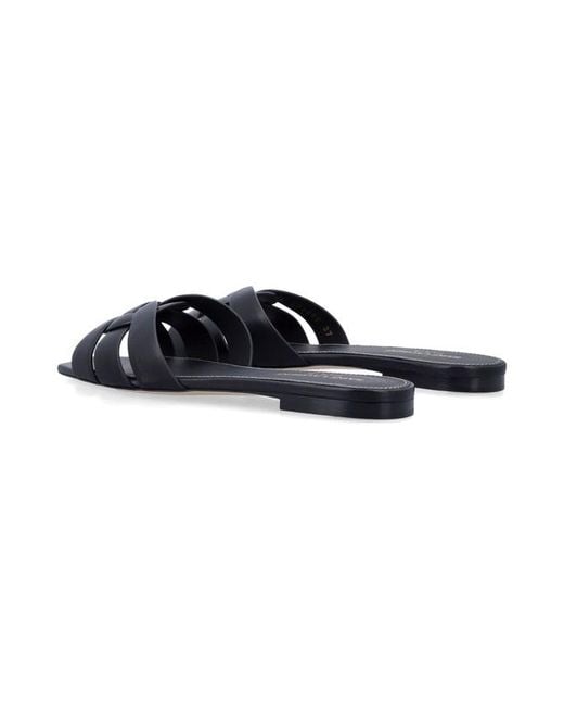 Saint Laurent Blue Tribute Slip-On Flat Sandals