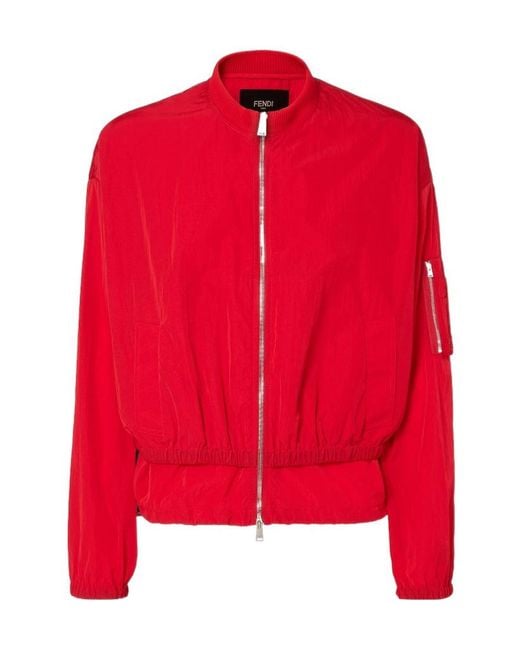 Fendi Red Double-Layer Zipped Bomber Jacket for men