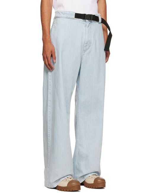 Moncler Blue X Jw Anderson Wide Leg Logo Embroidered Jeans for men