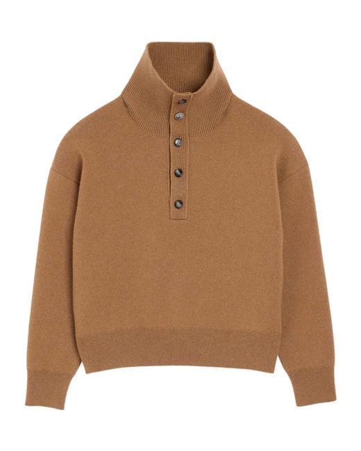 AMI Brown Ami High Buttoned Collar Sweater for men