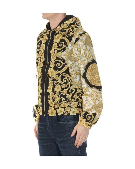 Versace Metallic Baroque Print Hooded Jacket for men