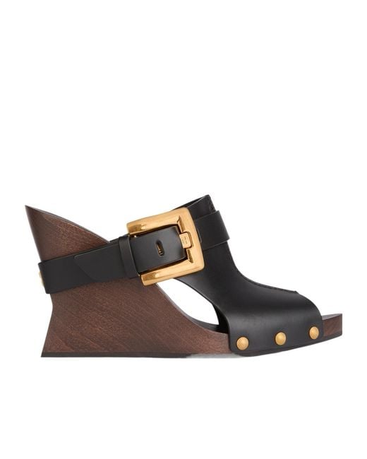Balmain Brown Anthem Buckled Heeled Sandals