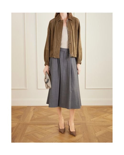 Brunello Cucinelli Gray Pleated Skirt