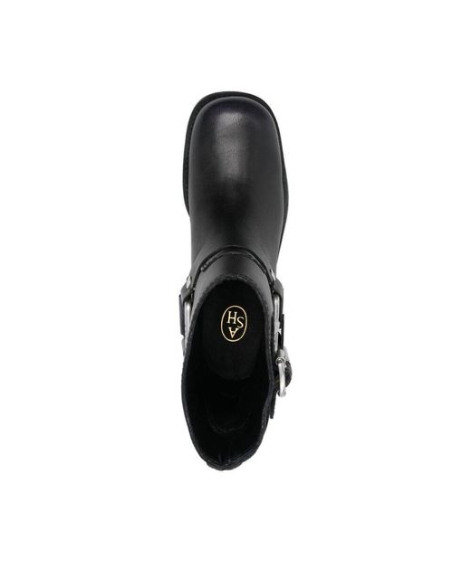 Ash Black Thick Heeled Short Boots