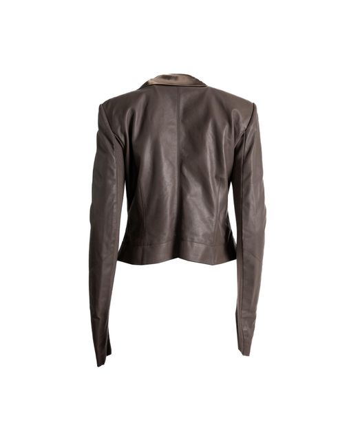 Rick Owens Brown Cropped Draped Jacket