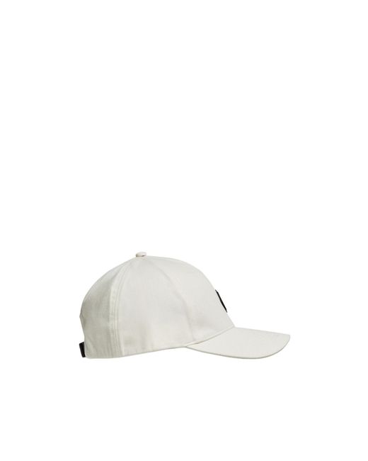 Moncler White Logo Patch Curved Peak Cap for men