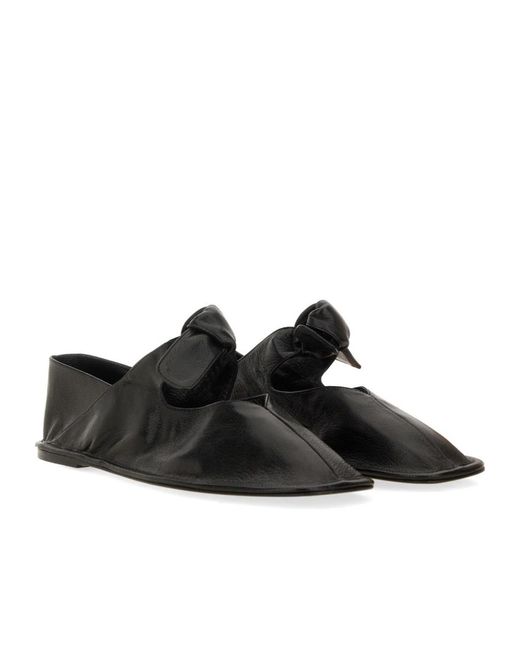 Hereu Black Llasada Square-Toe Ballerina Shoes