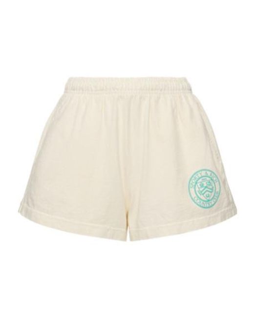 Sporty & Rich Natural Connecticut Crest Disco Shorts