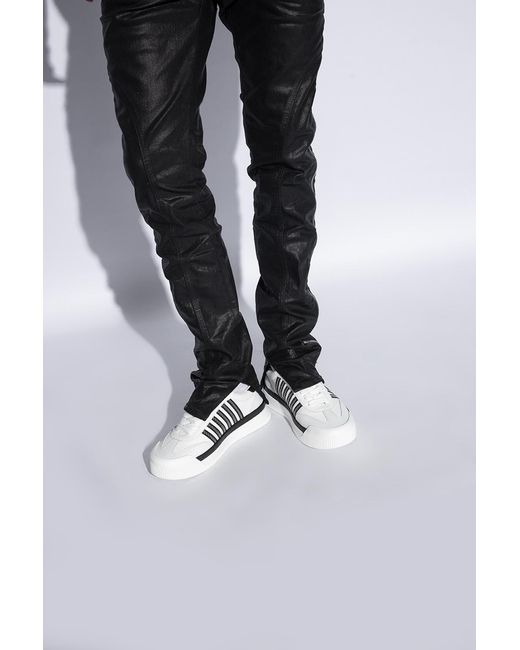 DSquared² White Striped Leather Sneakers for men