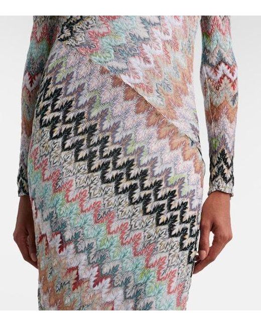 Missoni White Zigzag Lamé Maxi Dress