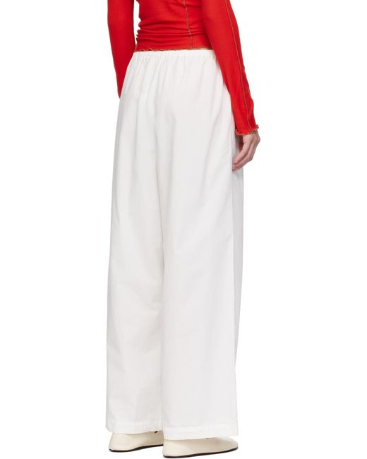 Baserange White Drawstring Straight Trousers