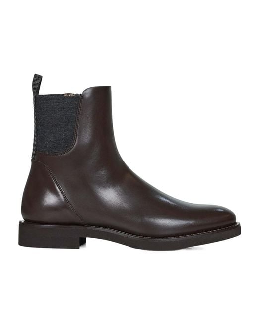 Brunello Cucinelli Brown Round Toe Ankle Boots