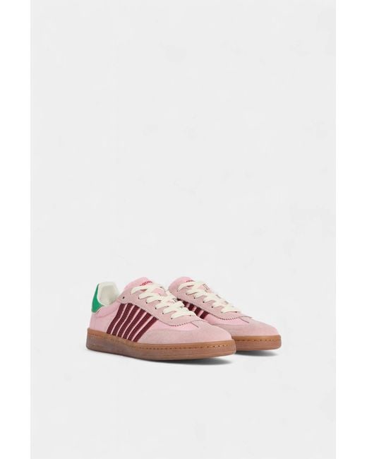 DSquared² Pink Boxer Stripe Low-Top Sneakers for men