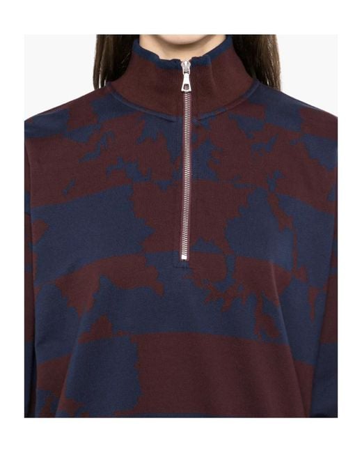 Dries Van Noten Blue Printed Zipped Sweatshirt