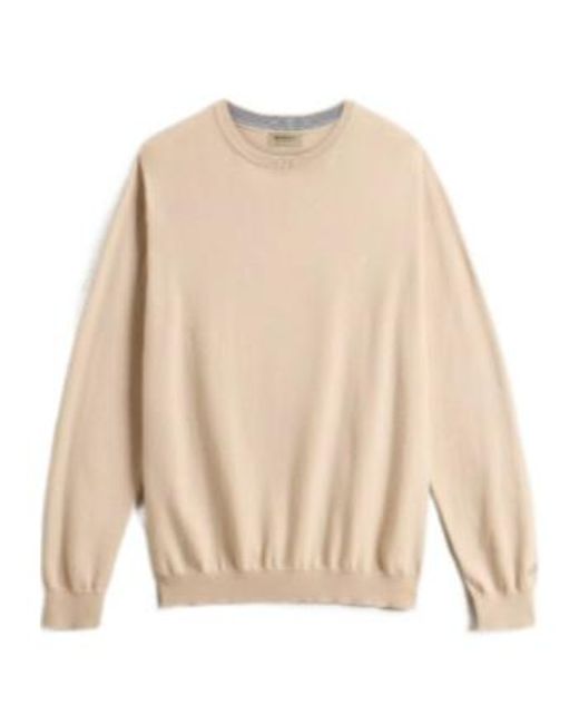 Woolrich Natural Logo Cotton Crewneck for men