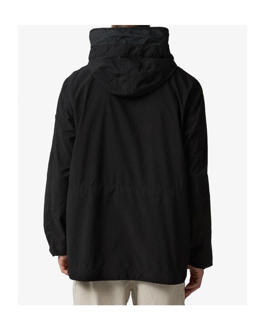Stone Island Black Logo Patch Hooded Jacket for men
