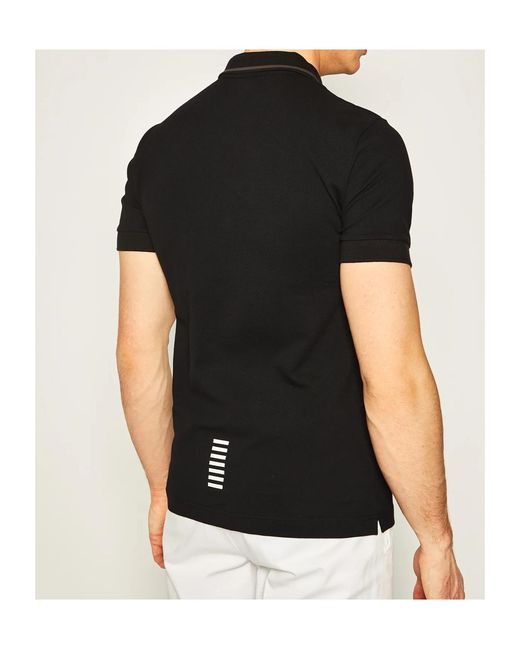 EA7 Blue Logo-Print Polo Shirt for men