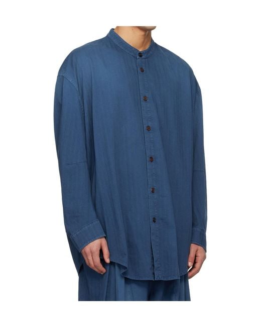 Hed Mayner Blue Long-Sleeved Denim Shirt for men