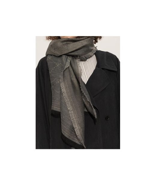 Zadig & Voltaire Gray Glenn Monogram Frayed Edge Scarf