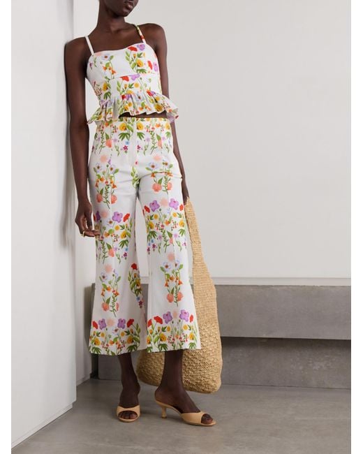 Borgo De Nor White High-Waisted Cropped Flare Pants
