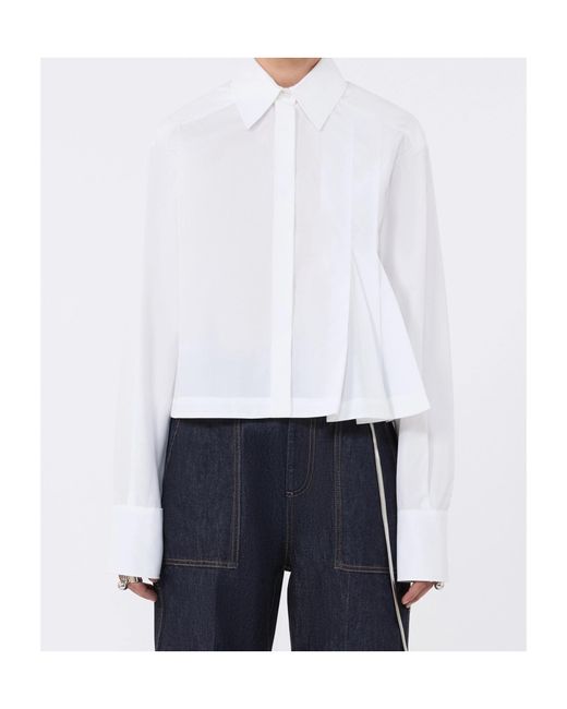 Sportmax White Certo Cropped Poplin Shirt