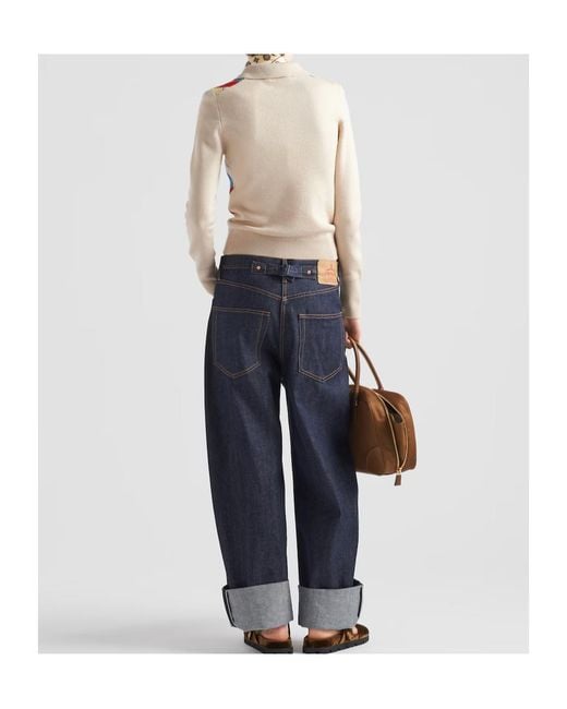 Prada White Logo Plaque Knitted Polo Shirt