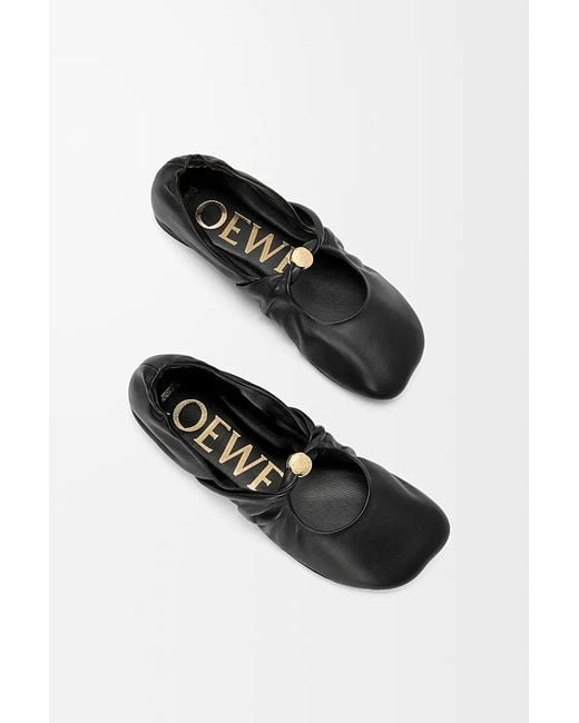 Loewe Black Leather Pebble Soft Ballet Flats