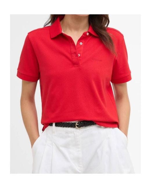 Barbour Red Bowford Polo Top