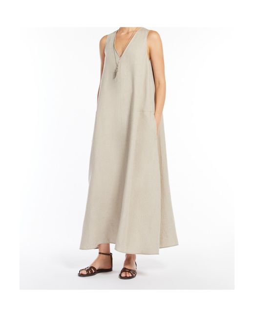 Max Mara White Flared Linen Dress