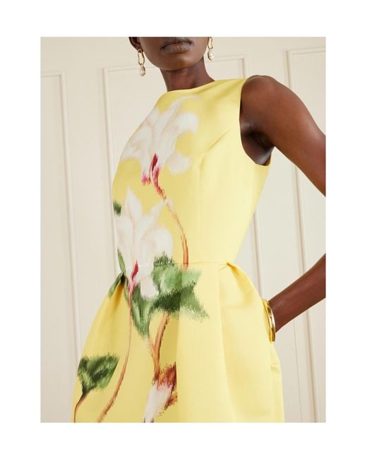 Oscar de la Renta Metallic Printed Faille Gown