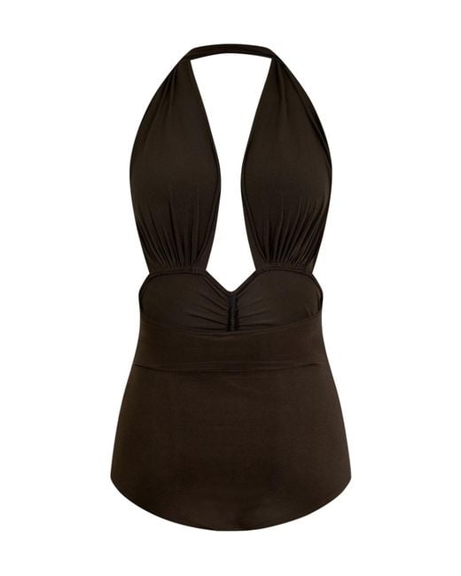 Norma Kamali Black Ruched Strapless Bodysuit