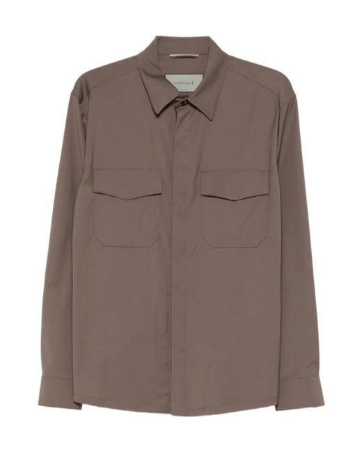 Canali Brown Pocket Shirt for men