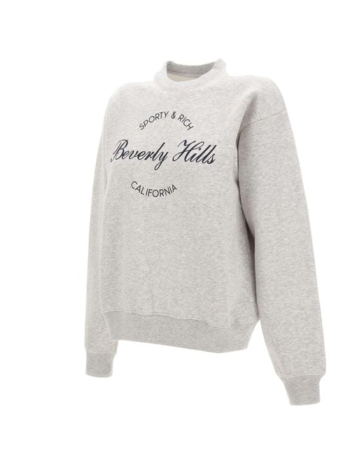 Sporty & Rich Gray Beverly Script Crewneck Sweatshirt