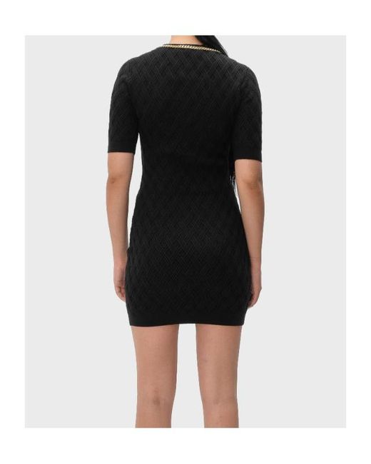 Elisabetta Franchi Black Diamond Pattern Knitted Mini Dress