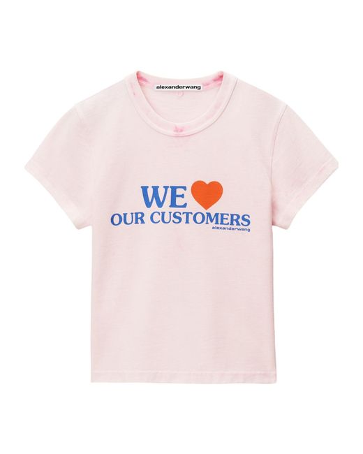 Alexander Wang Pink Love Our Customers Shrunken T-Shirt