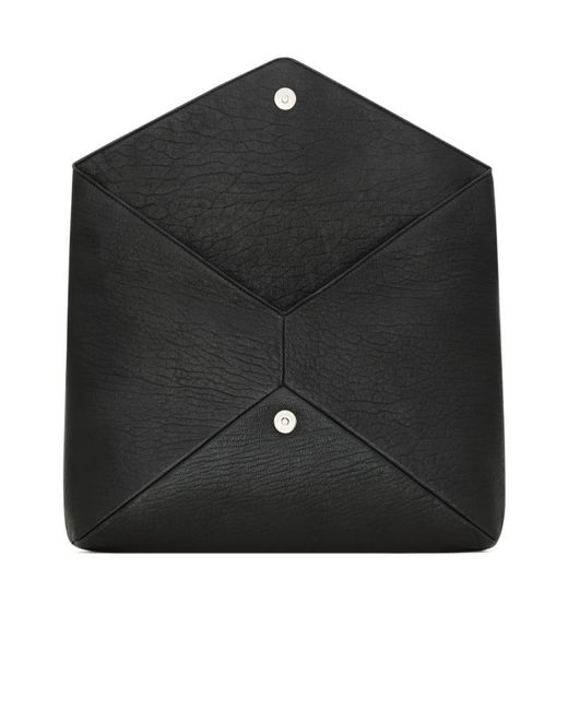 Saint Laurent Black Cassandre Large Envelope Pouch