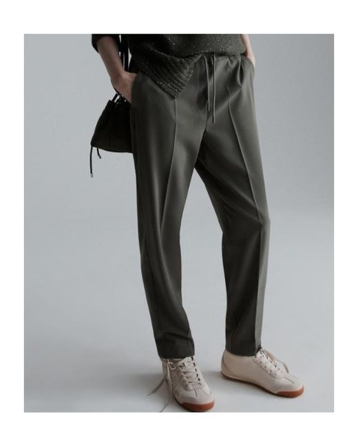 Marella Gray Stretch Twill Joggers