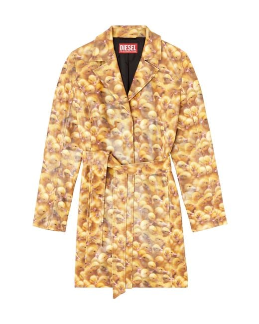 DIESEL Metallic G-Oji Duckling-Print Belted Coat