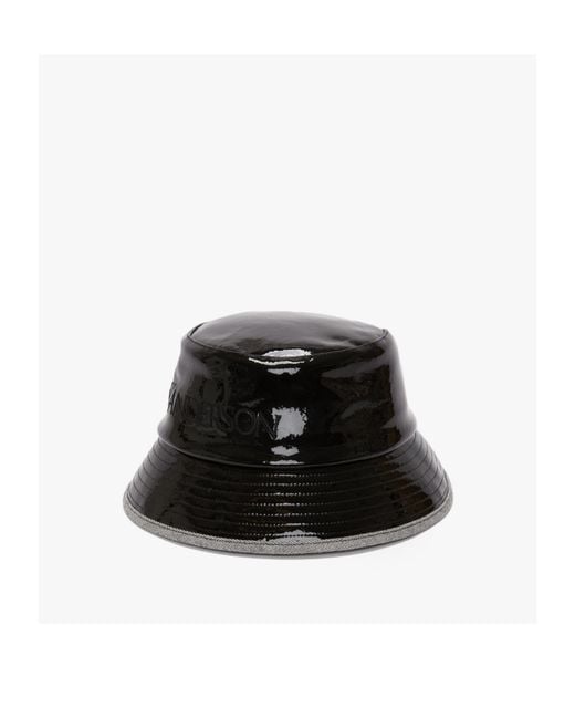 J.W. Anderson Black Jw Anderson Logo Embroidered Coated Denim Bucket Hat